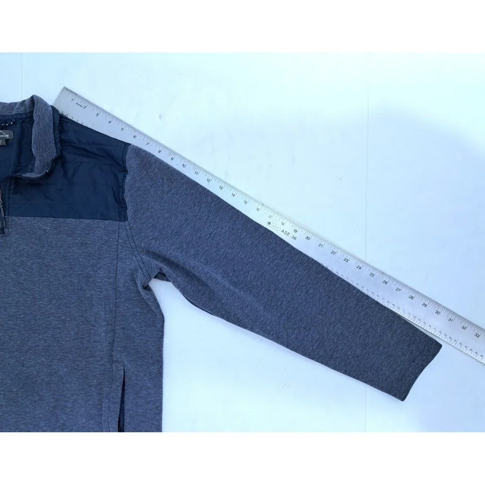 Eddie Bauer Men's Large Mixed Media Zip Pullover Blue Fleece Sweater Trail